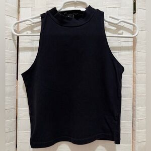Forever 21 Black High-Neck Medium Cropped Top